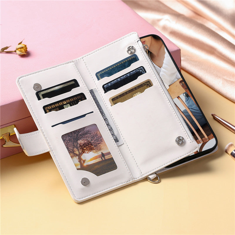 Luxury Flip Leather Wallet Phone Case – Long Lanyard, Zipper Closure, Card Holder, Magnetic Protection, and Premium Design for iPhone