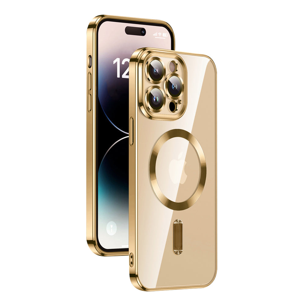 Luxury Magnetic Clear iPhone Case - Slim with Full Lens Protection, Wireless Charging Support, and Durable Plating Finish