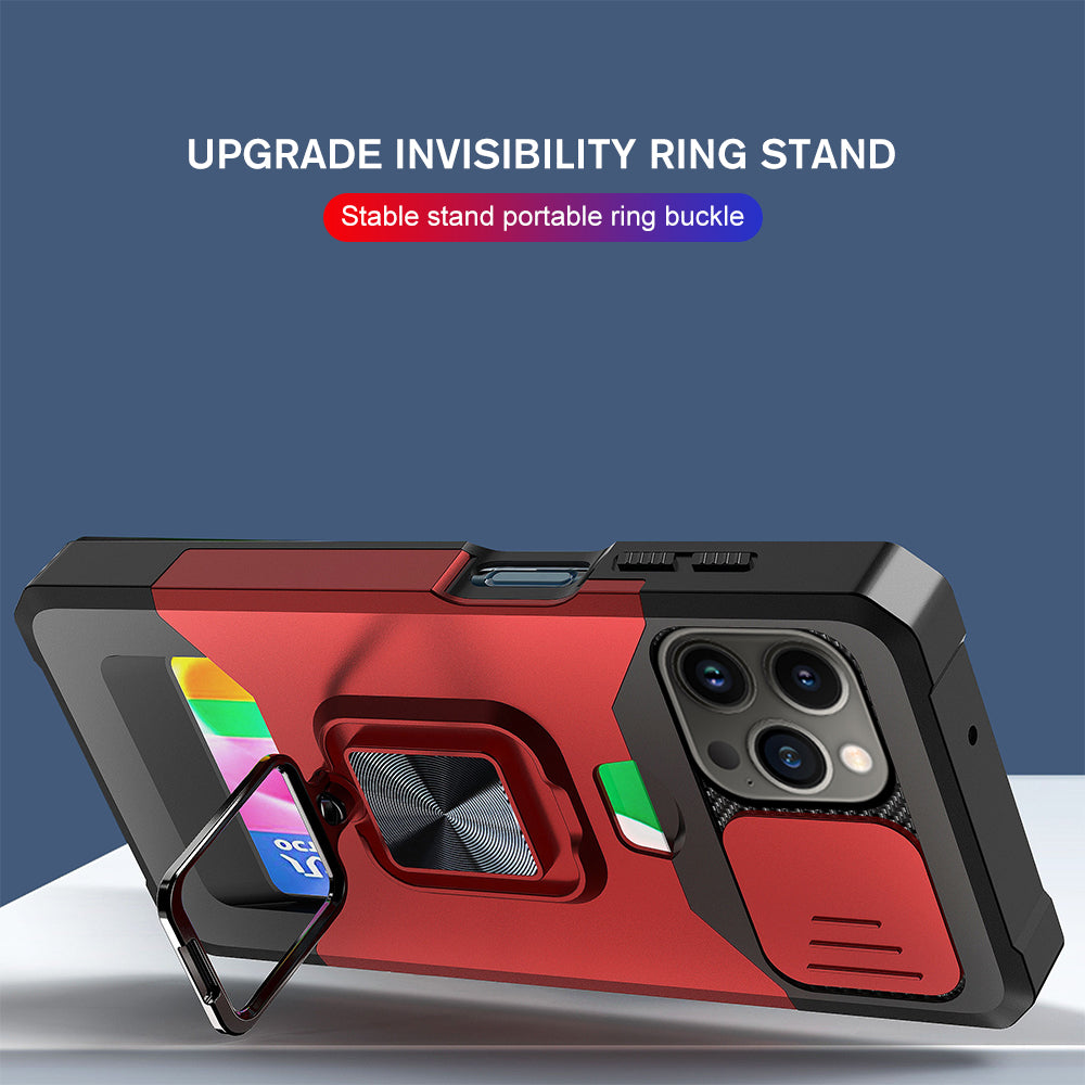 Magnetic Ring Card Slot Case – Shockproof Stand Cover for iPhone Models