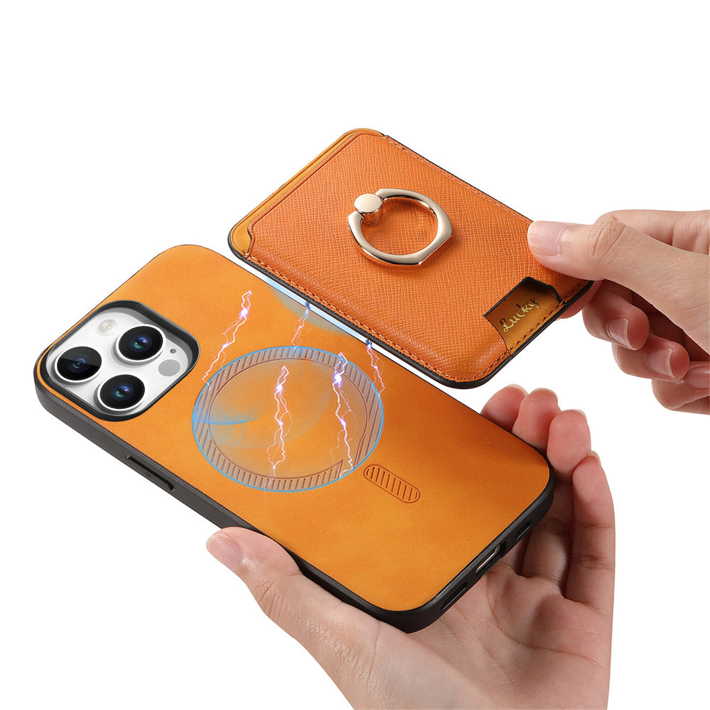 Luxury Detachable Magnetic Wallet Case – Card Holder, Ring Stand, and Shockproof Protection for Secure and Convenient Use