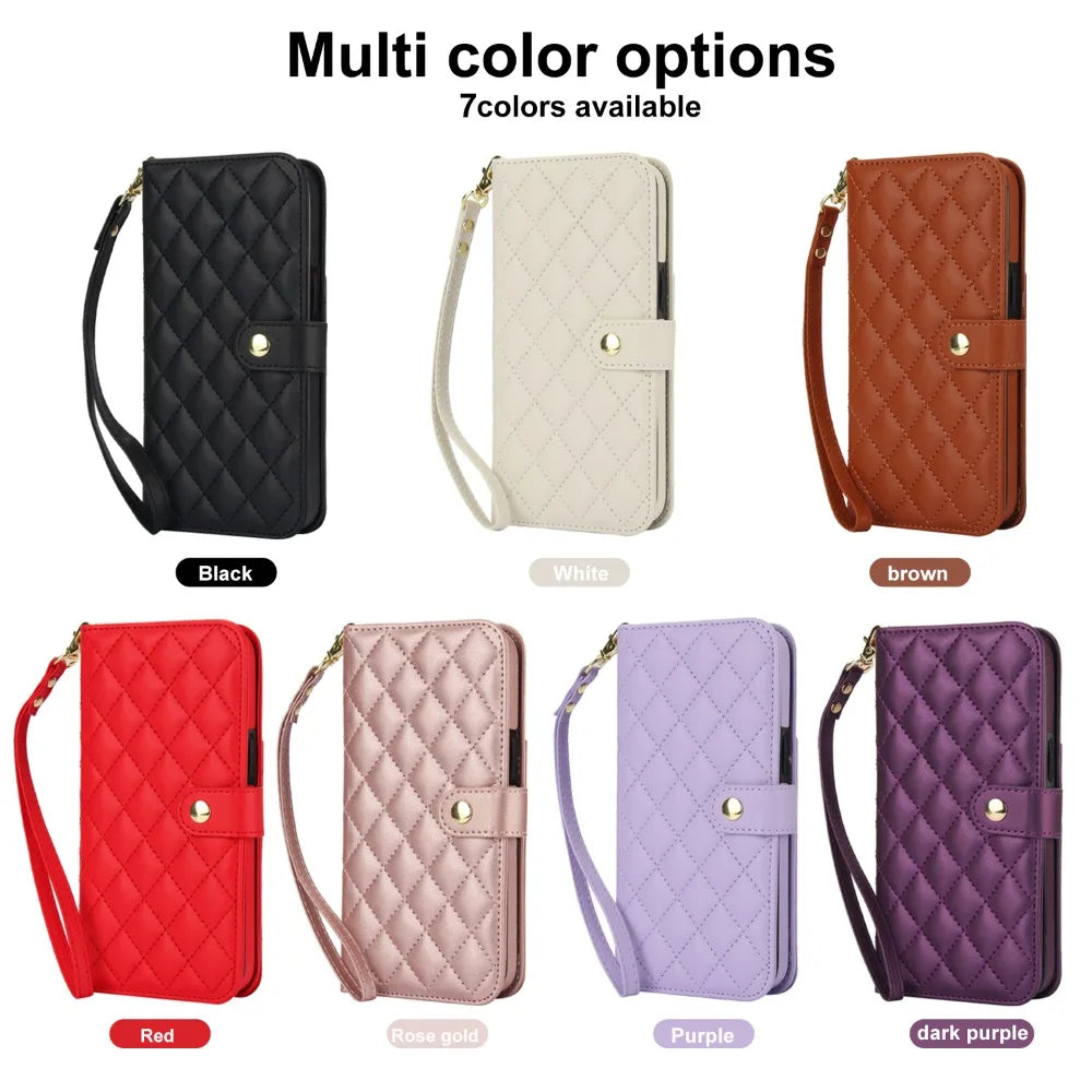 RFID Blocking Wallet Crossbody Flip Case – Card Slot Holder, PU Leather, Secure Protection for iPhone Models