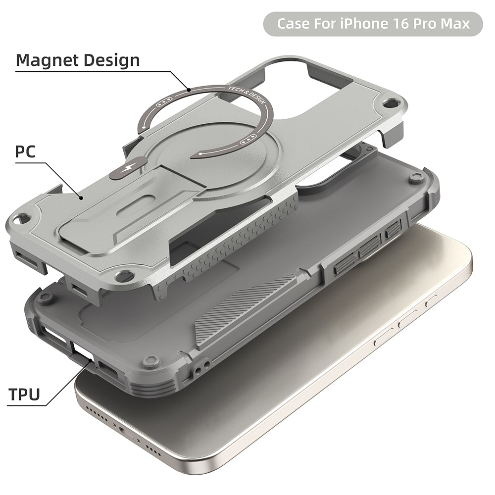 Deluxe Armor Stealth Bracket Case – Magnetic Super Fall Proof, Hard Shell with Lanyard, Heavy-Duty Protection for iPhone Models