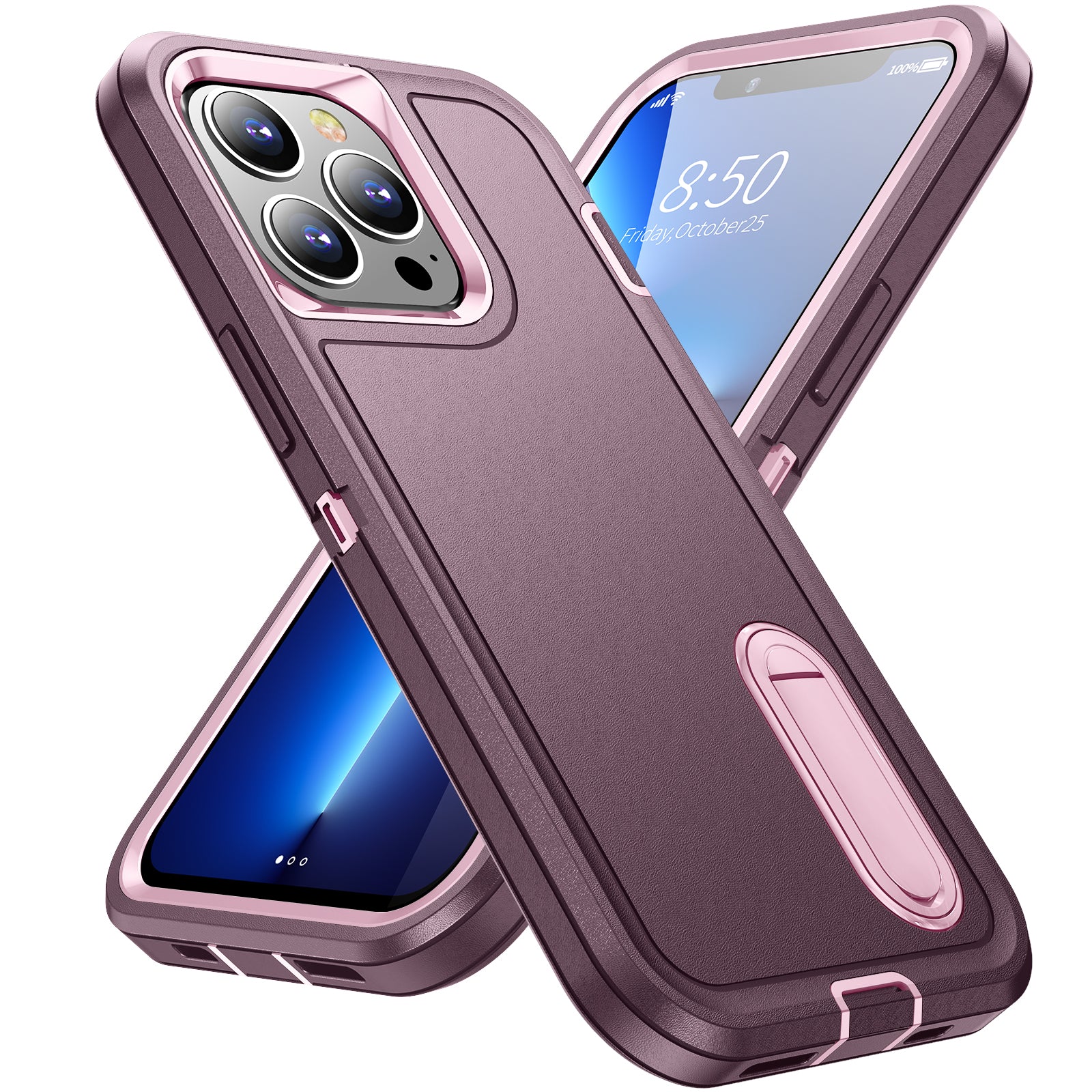 Hybrid Military-Grade Defender Case – Kickstand Full-Body Protection Cover for iPhone Models, Rugged and Shockproof Design