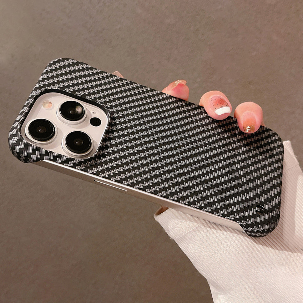 Premium Ultra-Thin Carbon Fiber Pattern Phone Case – Frameless Slim Hard Cover for iPhone Models, Lightweight and Durable