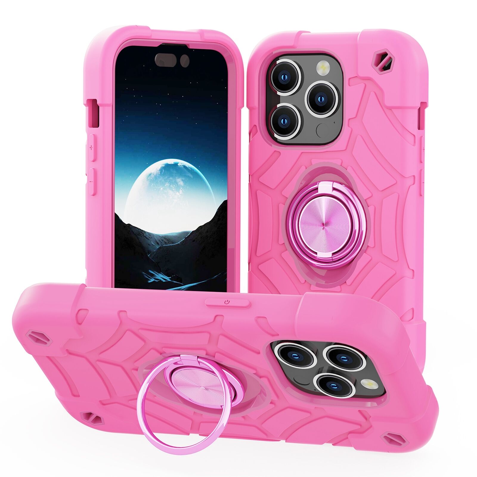 Military-Grade Heavy-Duty Phone Case – Shockproof Rugged Cover with Kickstand Ring Holder for iPhone Models