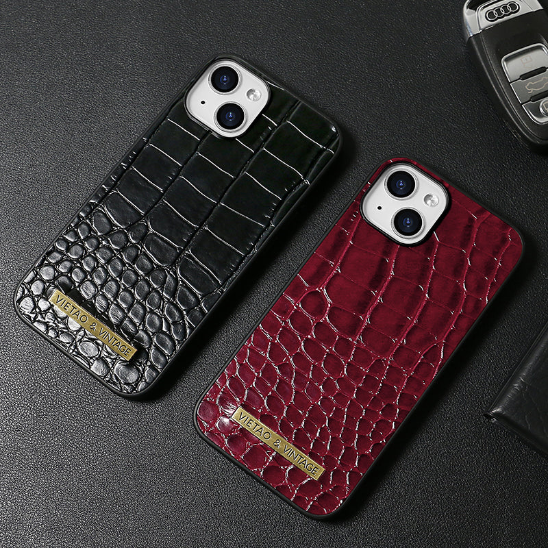 Luxury Crocodile Pattern Leather iPhone Case - Business Style, Shockproof, Durable Bumper Cover