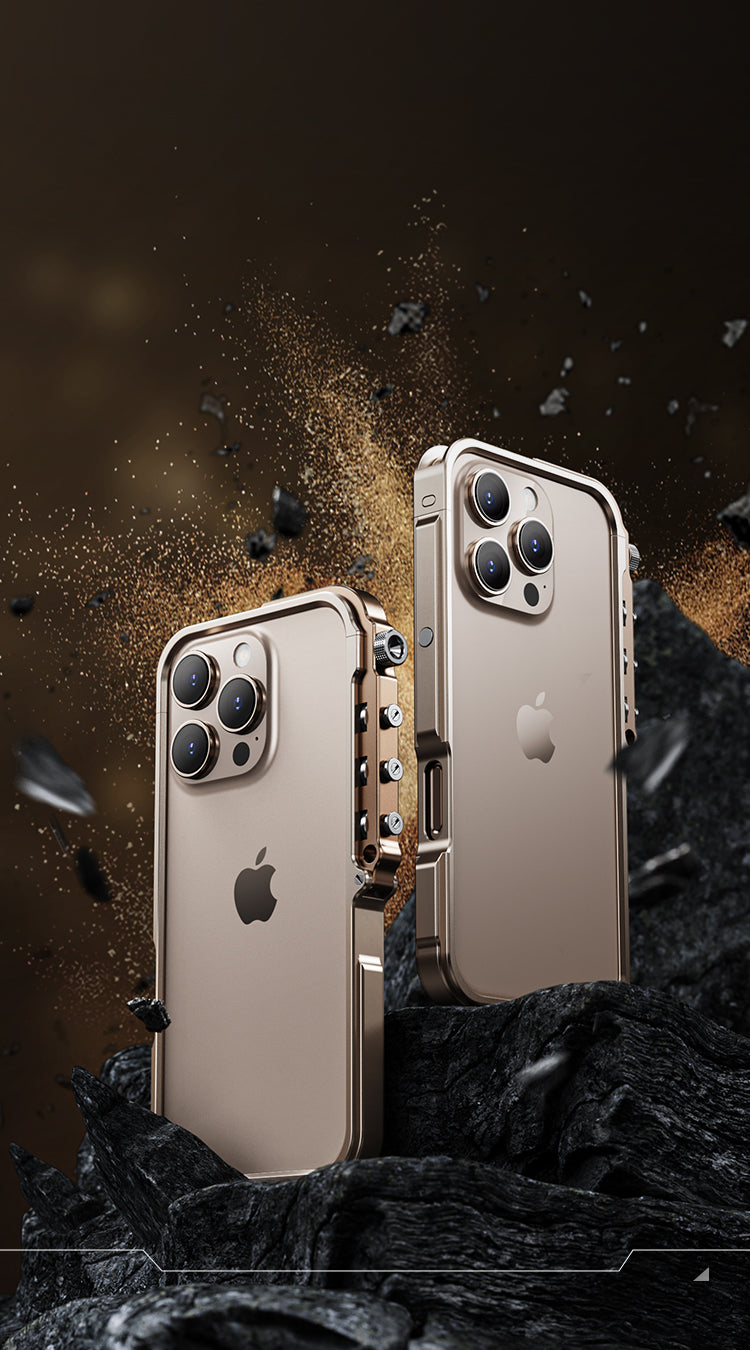 Luxury Aluminum Alloy Armor Frame Case – 360° Mechanical Metal Bumper Shockproof Cover for iPhone Models, Durable and Stylish Design