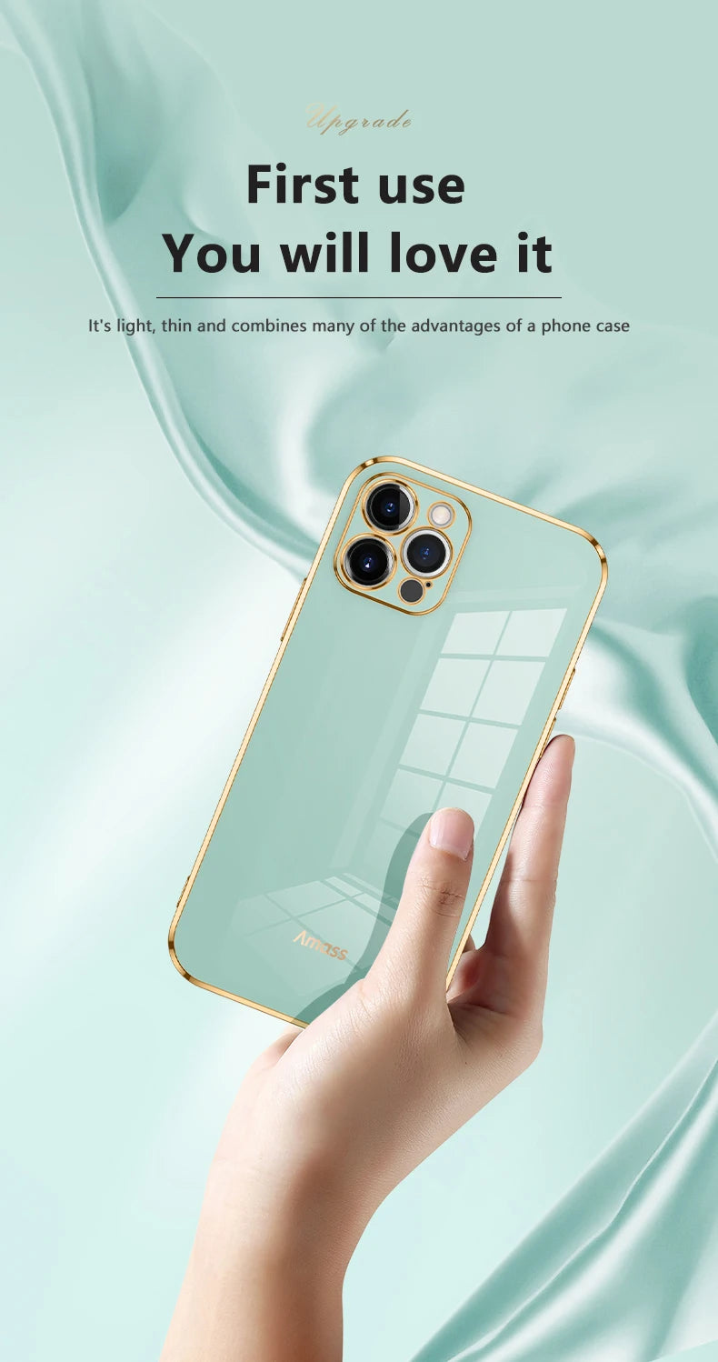 Luxury Silicone Soft iPhone Case – Glossy Shockproof Protection, Solid Color, Durable and Stylish Cover