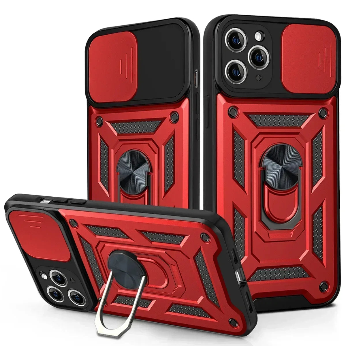 Shockproof Armor Case – Slide Camera Lens Protection, Rugged Full-Body Cover for iPhone Models