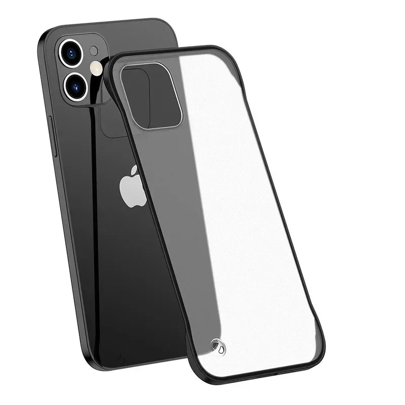 Slim Frameless Phone Case – Matte Plastic Back Cover with TPU Edge, Lightweight and Durable Protection for iPhone Models