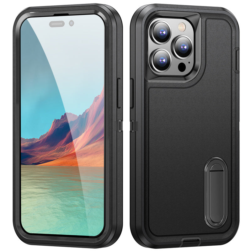 Hybrid Military-Grade Defender Case – Kickstand Full-Body Protection Cover for iPhone Models, Rugged and Shockproof Design