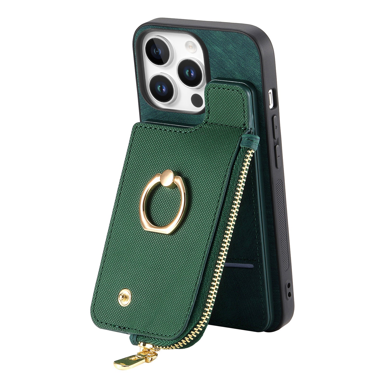 Luxury Zipper Wallet Leather Phone Case – Card Holder, Ring Kickstand, Shockproof Protection, and Stylish Crossbody Design for Secure & Convenient Use