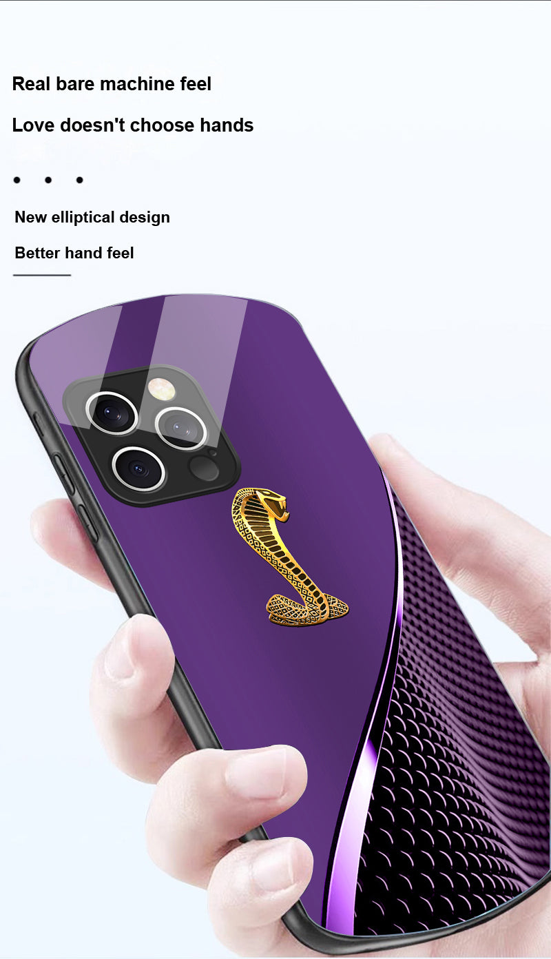 Premium Gradient Golden Snake Tempered Glass Phone Case – Stylish, Durable Protection for iPhone Models