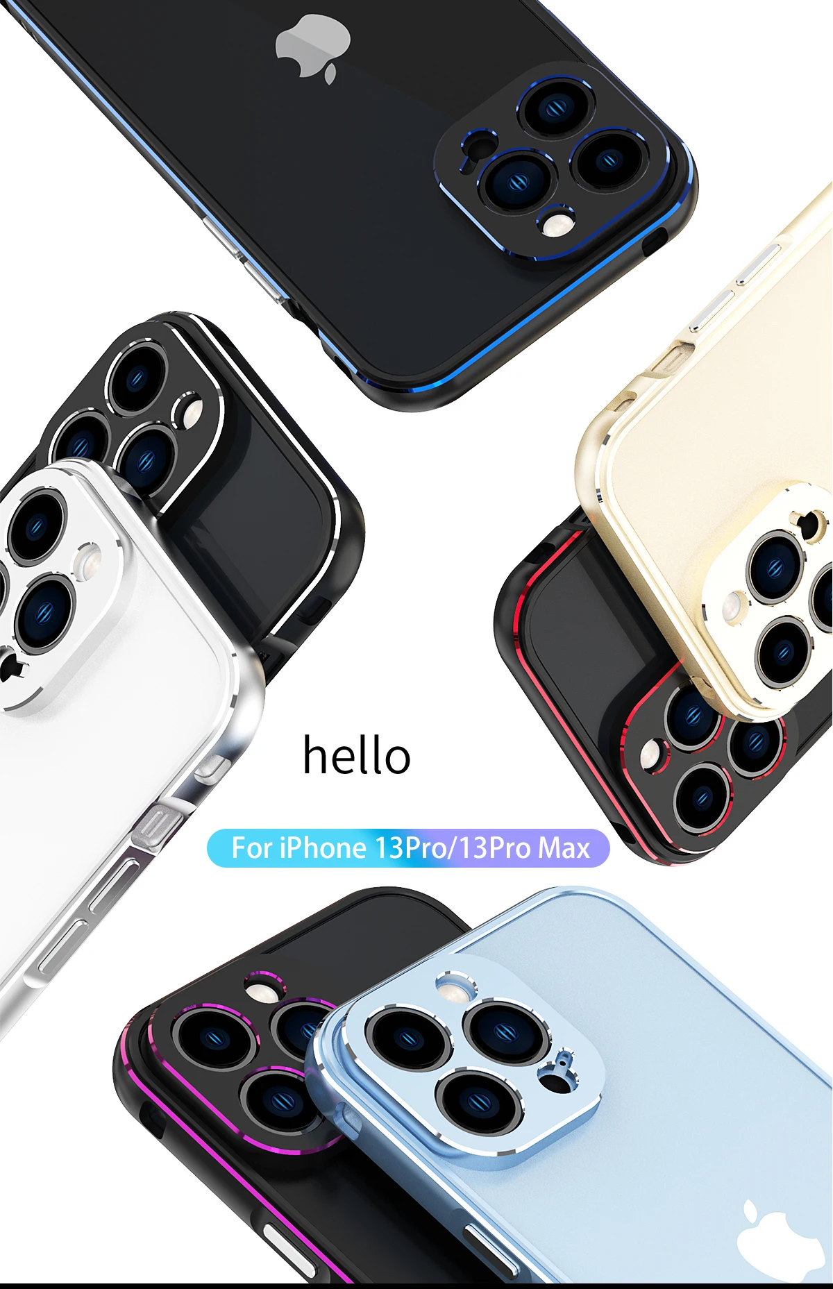 Aluminum Bumper & Metal Lens Frame Case  Shockproof Cover for iPhone Models, Durable and Stylish Protection with Sleek Design