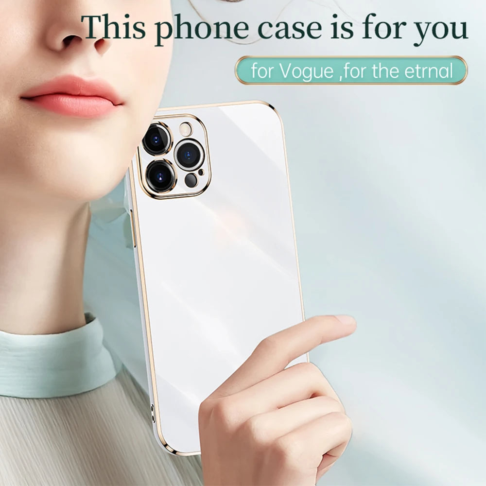 Luxury Silicone Soft iPhone Case – Glossy Shockproof Protection, Solid Color, Durable and Stylish Cover