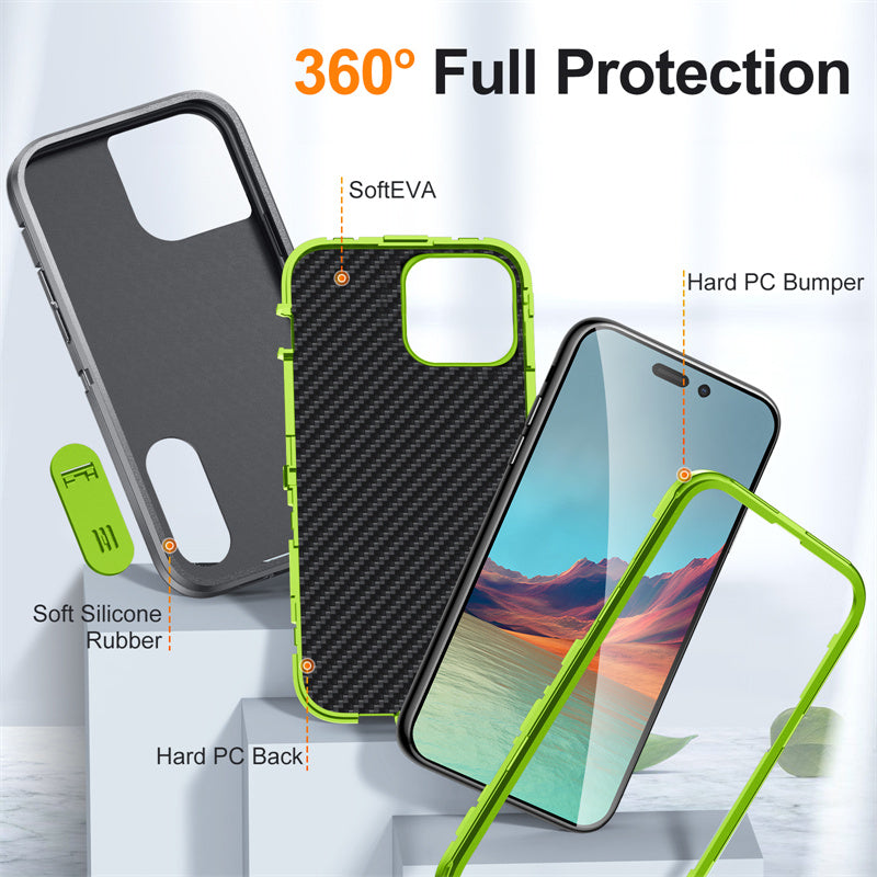 Hybrid Military-Grade Defender Case – Kickstand Full-Body Protection Cover for iPhone Models, Rugged and Shockproof Design