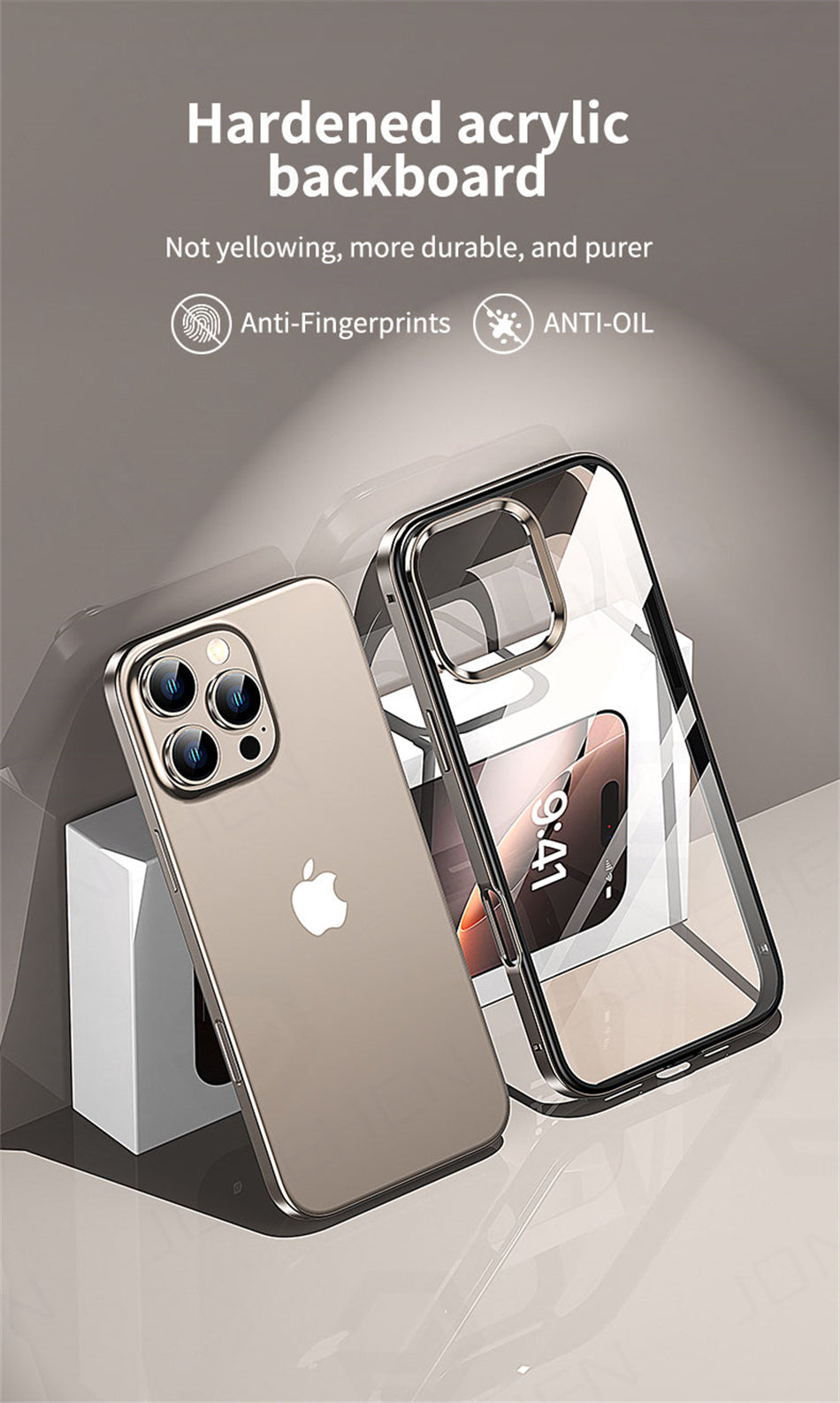 Luxury 2-in-1 Clear Acrylic Case - Ultra-Thin Aluminum Metal Lens Frame, Alloy Bumper, Lightweight Design | Case for iPhone