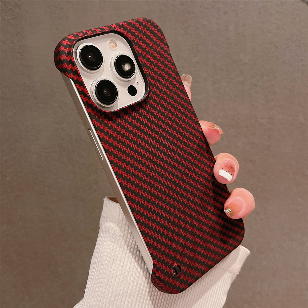 Premium Ultra-Thin Carbon Fiber Pattern Phone Case – Frameless Slim Hard Cover for iPhone Models, Lightweight and Durable