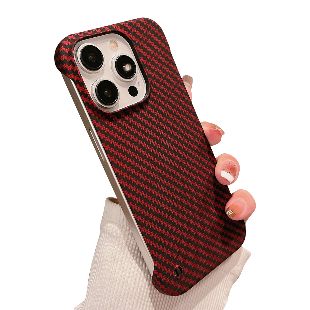 Premium Ultra-Thin Carbon Fiber Pattern Phone Case – Frameless Slim Hard Cover for iPhone Models, Lightweight and Durable