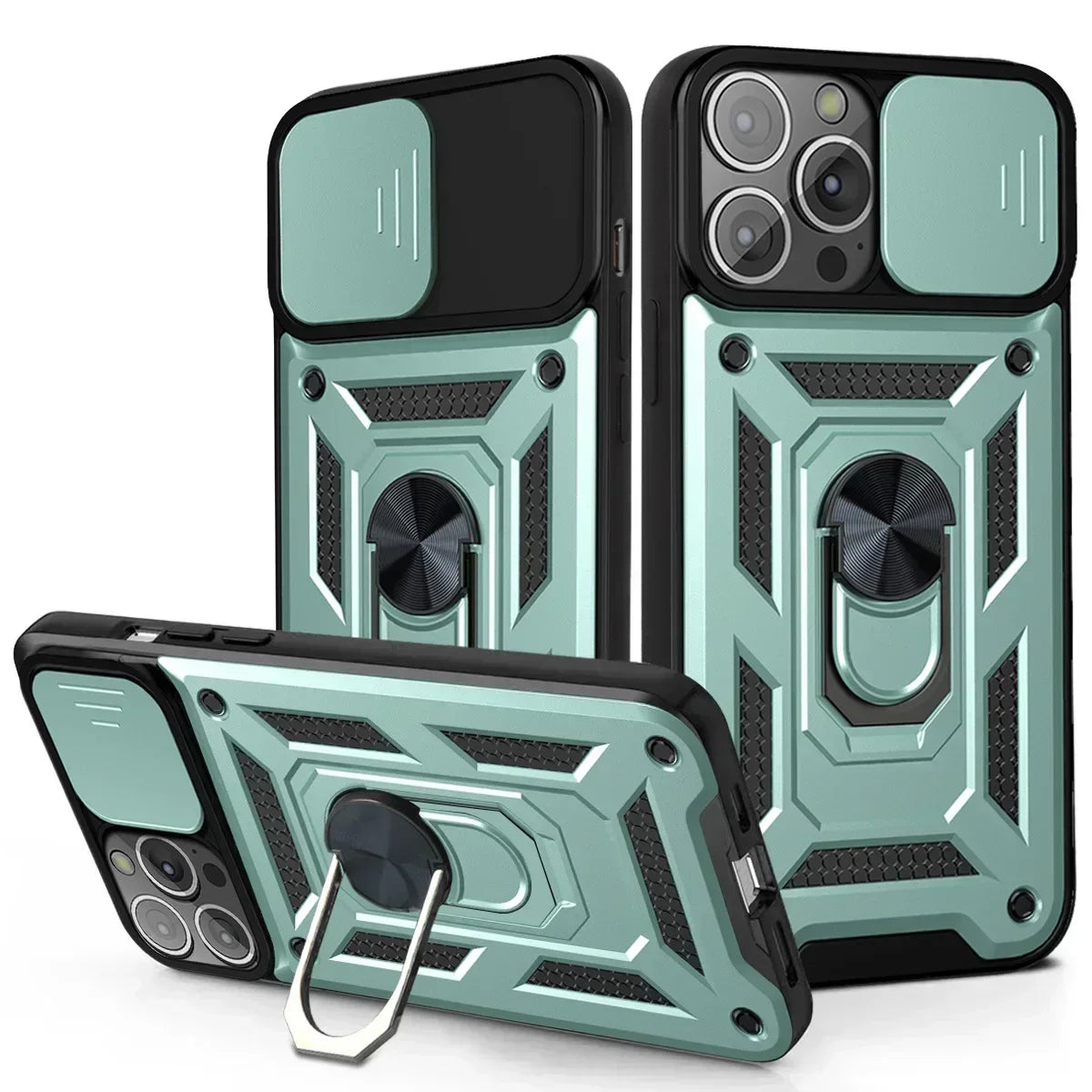 Shockproof Armor Case – Slide Camera Lens Protection, Rugged Full-Body Cover for iPhone Models