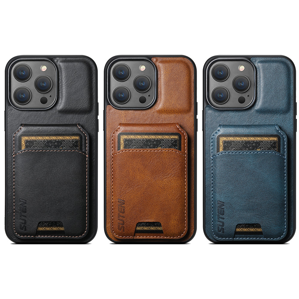 SUTENI Card Holder Leather Wallet Case – Magnetic Closure, Pocket Cover, Shockproof Protection for iPhone Models