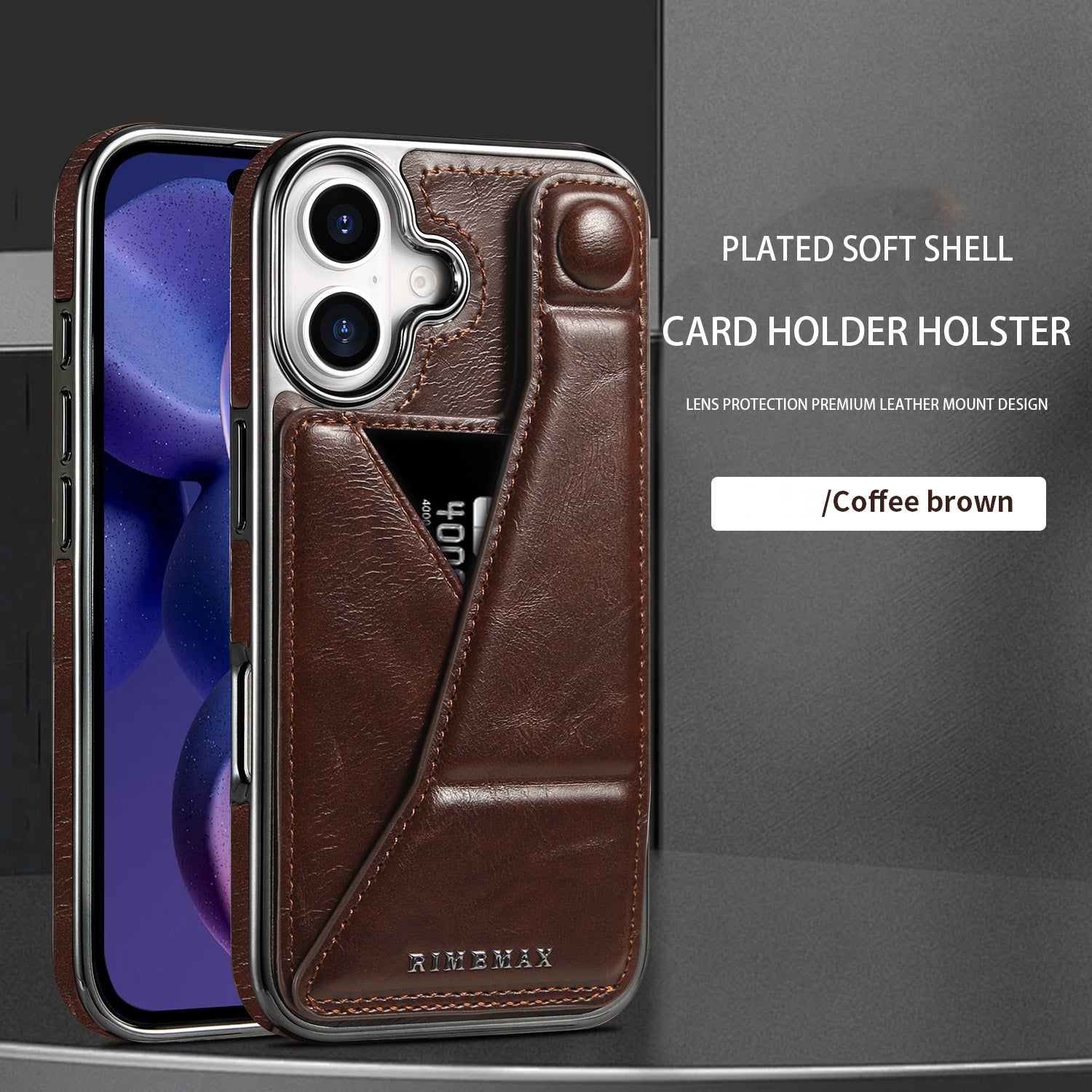 Luxury Electroplated Leather Phone Case – Stand Card Holder, Premium Anti-Fall Protection, Stylish Design, and Durable Cover for Ultimate Convenience