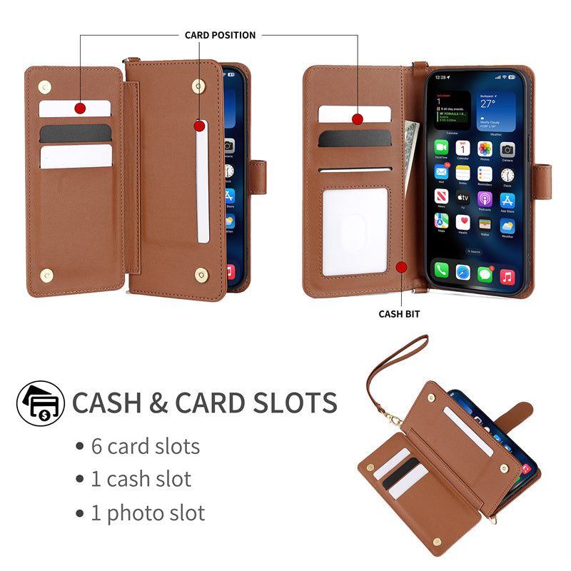 Luxury Crossbody Wallet Phone Case – Fashion Shoulder Strap, Magnetic Closure, Card Holder, and Premium Protection for iPhone