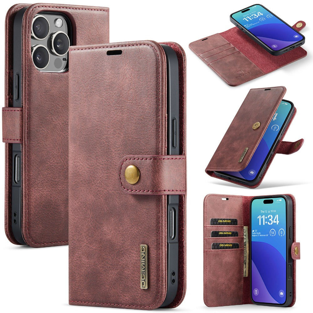 Premium Detachable Magnetic Leather Wallet Case – Card Holder, Shockproof Protection, and Stylish Flip Cover for Secure and Convenient Use