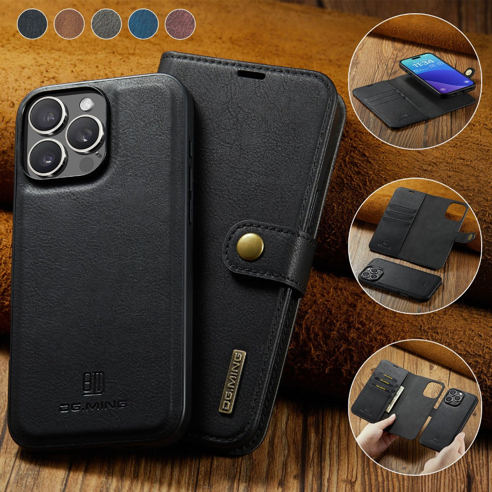 Premium Detachable Magnetic Leather Wallet Case – Card Holder, Shockproof Protection, and Stylish Flip Cover for Secure and Convenient Use