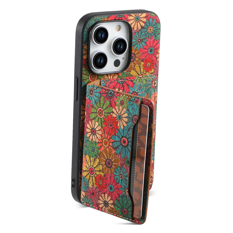 Luxury Flower Pattern Leather Magnetic Wallet Phone Case for iPhone – Card Holder, Stand Function, Protective Back Cover