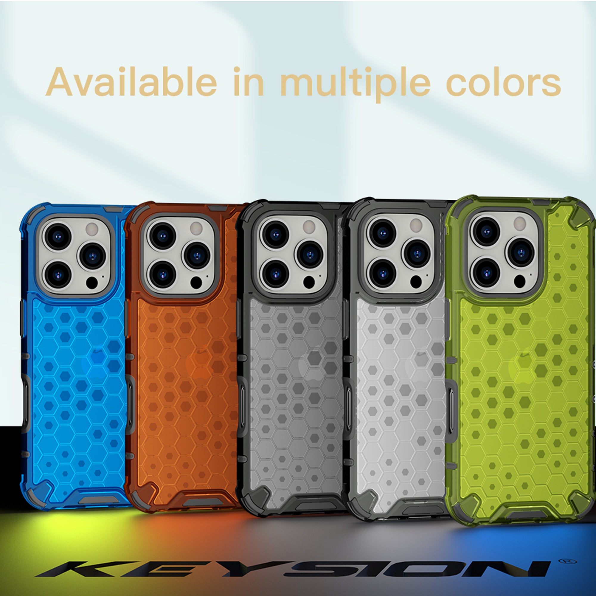 KEYSION Shockproof Armor Case – Soft Silicone + PC Transparent Honeycomb Back Cover for iPhone Models, Durable and Protective Design