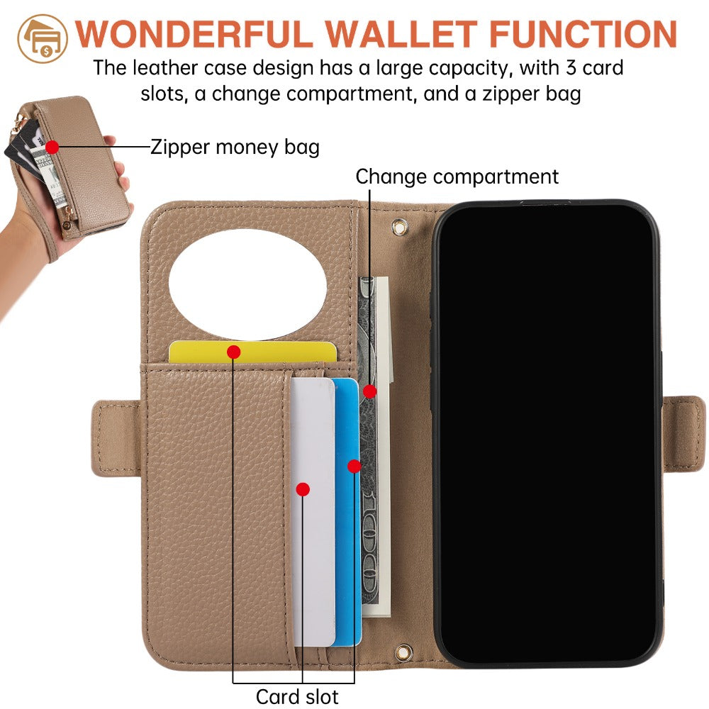 Luxury Crossbody Zipper Wallet Phone Case – Leather Card Holder, Hands-Free Strap, Shockproof Protection, and Stylish Design for Ultimate Convenience