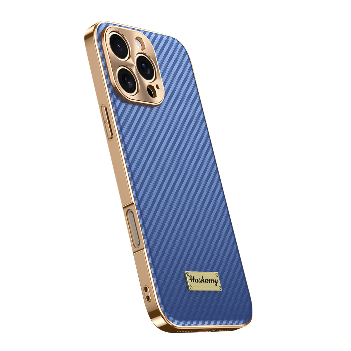 Luxury Carbon Fiber Textured Leather iPhone Case - Shockproof, Alloy Metal Lens, Plating Design, Durable, Slim Fit Protection