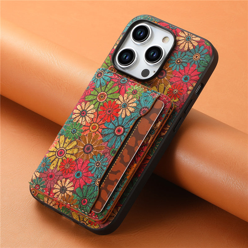 Luxury Flower Pattern Leather Magnetic Wallet Phone Case for iPhone – Card Holder, Stand Function, Protective Back Cover