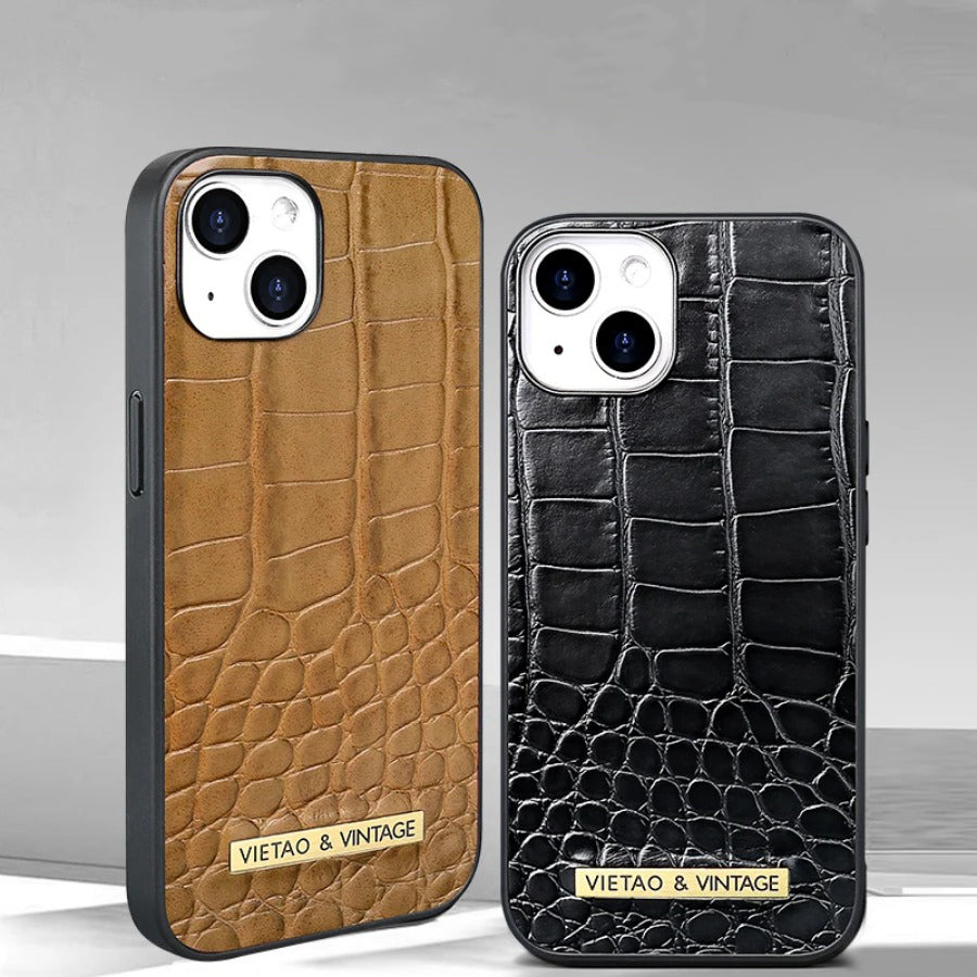 Luxury Crocodile Pattern Leather iPhone Case - Business Style, Shockproof, Durable Bumper Cover