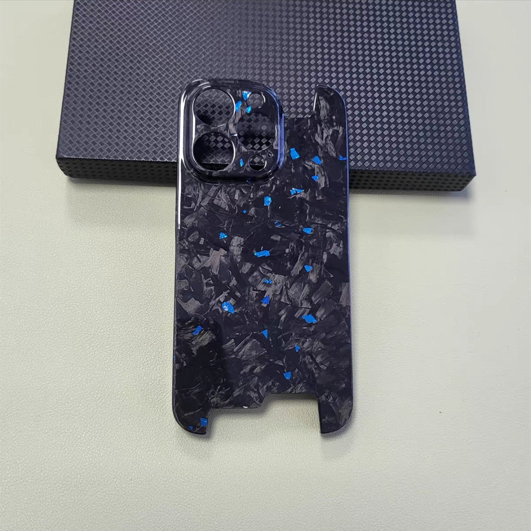 Glossy Forged Carbon Fiber Case – Ultra-Thin Genuine Glitter Shockproof Cover for iPhone Models, Sleek and Durable Design