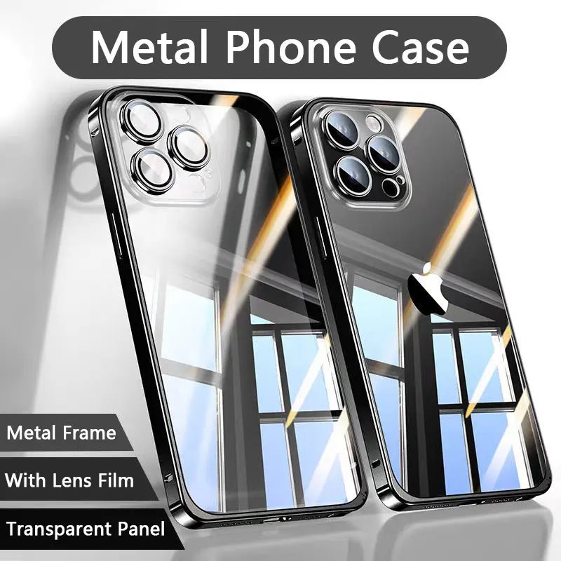 Luxury Magnetic Metal Phone Case – Transparent Back, Aluminum Frame, Shockproof Design Slim Durable Cover for iPhone