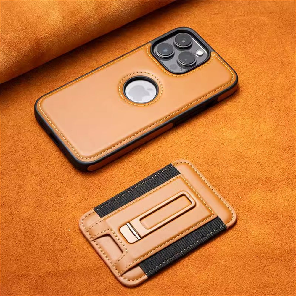 Luxury Detachable Wallet Leather Case – Magnetic Card Slot, Shockproof Protection, Hollow Logo Back Cover, Premium Design for iPhone Models