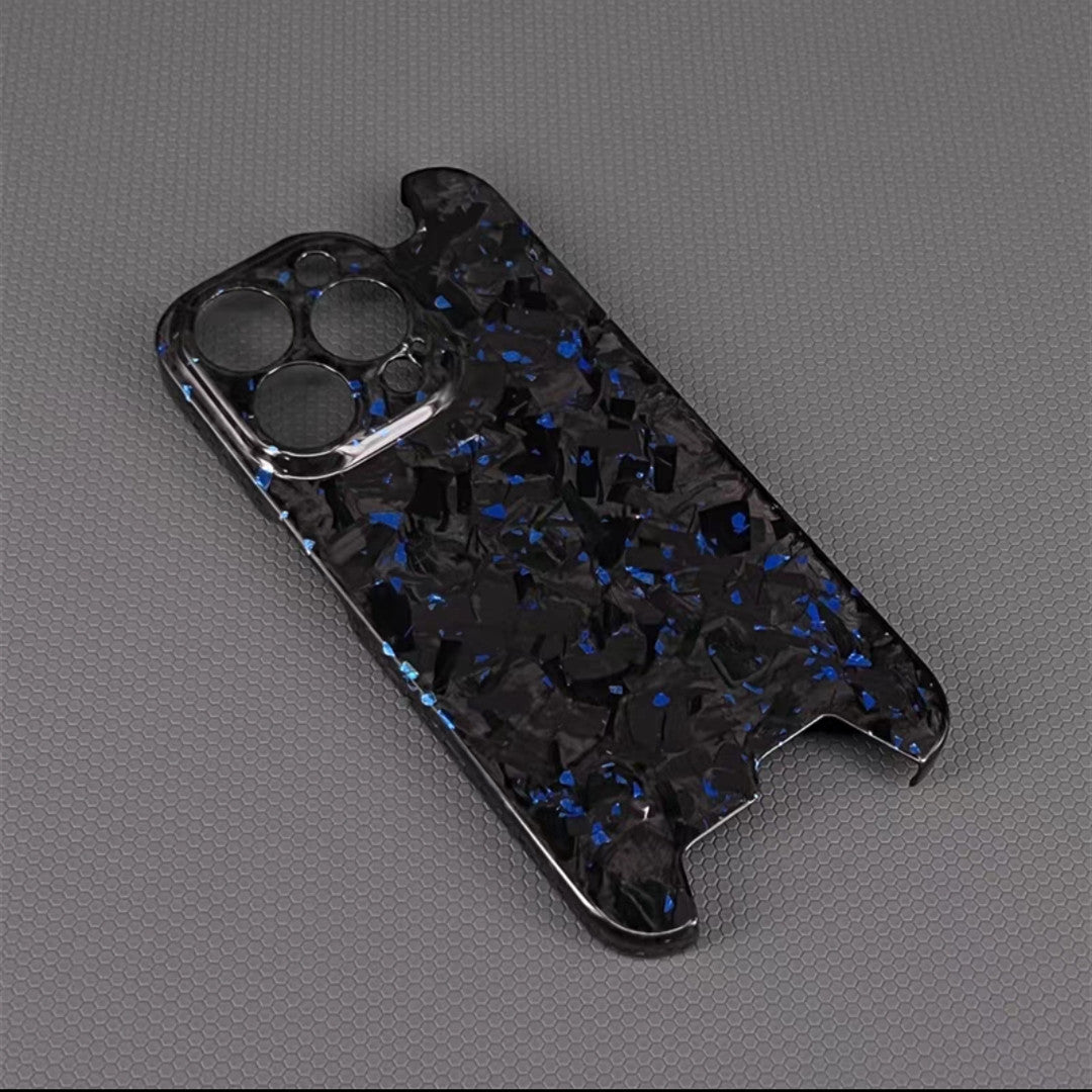 Glossy Forged Carbon Fiber Case – Ultra-Thin Genuine Glitter Shockproof Cover for iPhone Models, Sleek and Durable Design