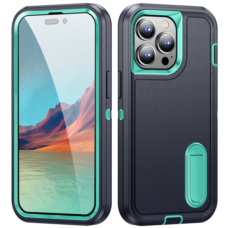 Hybrid Military-Grade Defender Case – Kickstand Full-Body Protection Cover for iPhone Models, Rugged and Shockproof Design