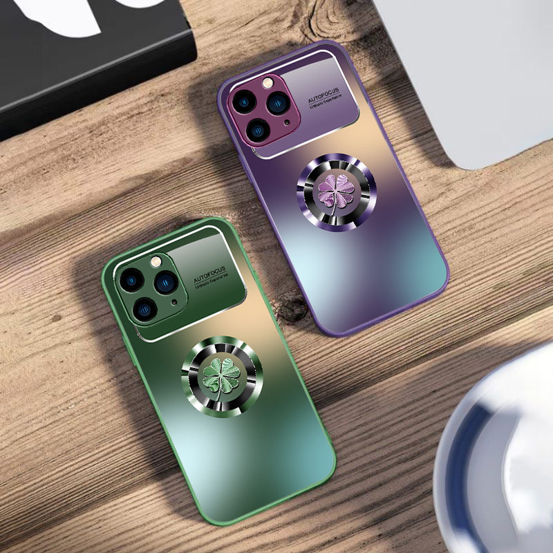 Premium Gradient Flowers Tempered Glass Phone Case – Stylish Protection for iPhone Models, Elegant Design Durable Sleek Cover