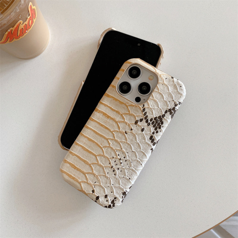 Premium Leather Realistic Snake Skin Texture iPhone Case - PU Seismic Cover, Durable & Stylish Protection for iPhone Models