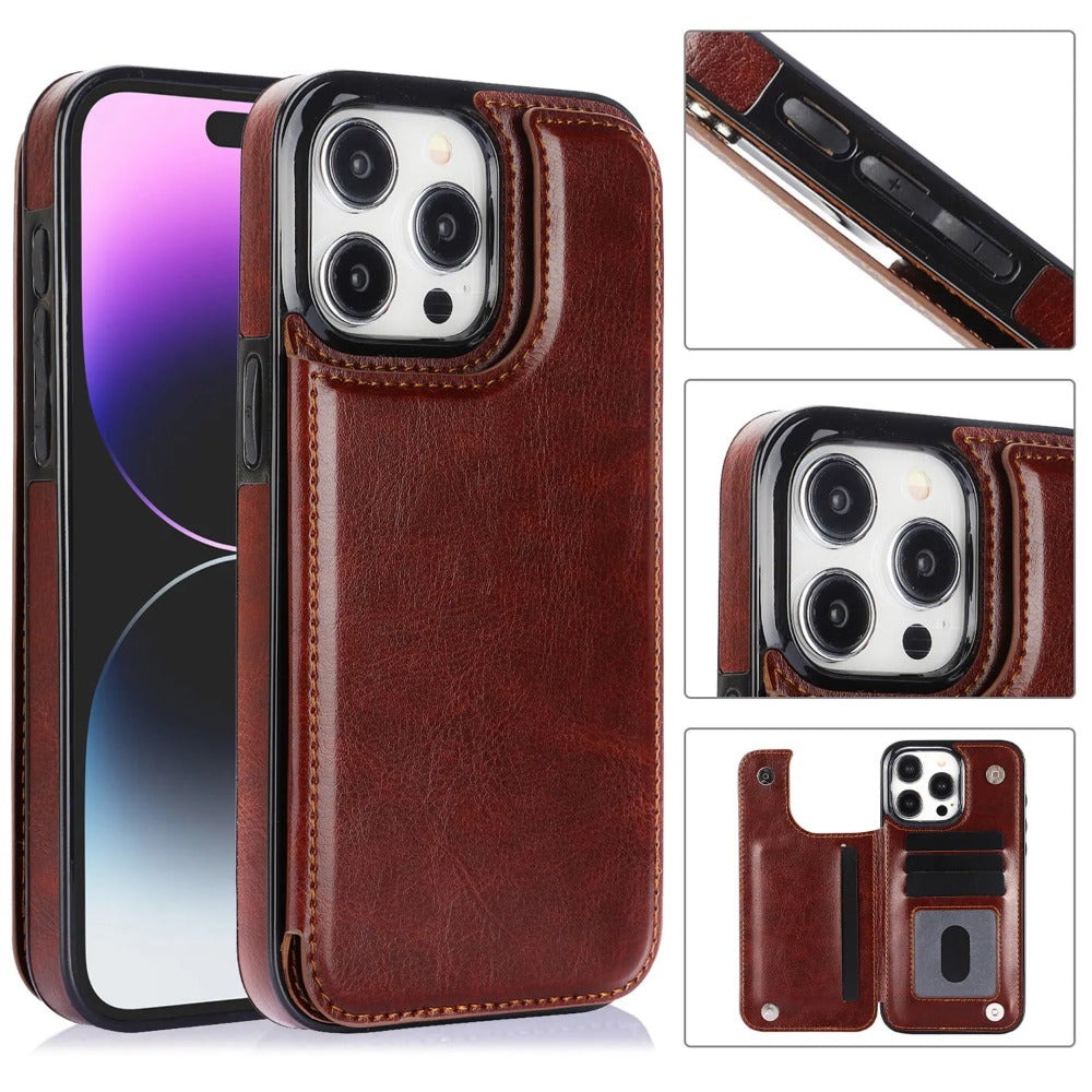 Luxury Wallet Flip iPhone Case – PU Leather Cover with Card Slots, Secure Magnetic Closure, and Full Protection for Ultimate Convenience