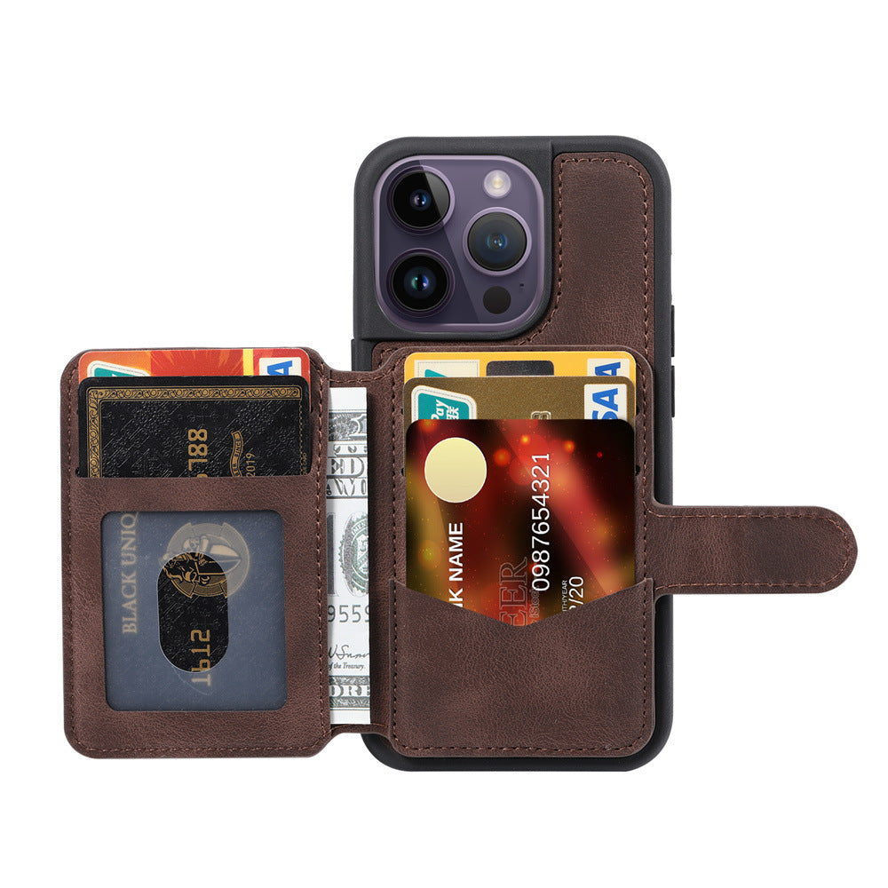 Fashion Leather iPhone Case – Shockproof, Back Protective Cover, Card Holder, Sleek Design, Durable & Stylish for iPhone