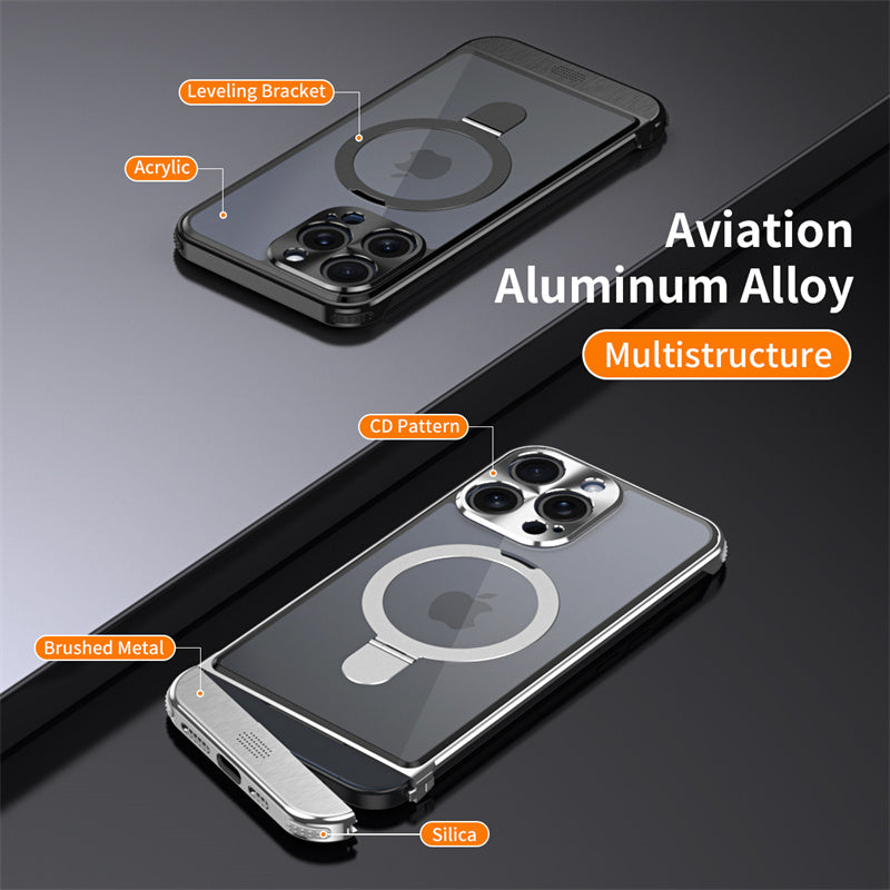 Aluminum Alloy Aromatherapy Magnetic Phone Case – Highly Transparent Backplate MagSafe Cover for iPhone Models