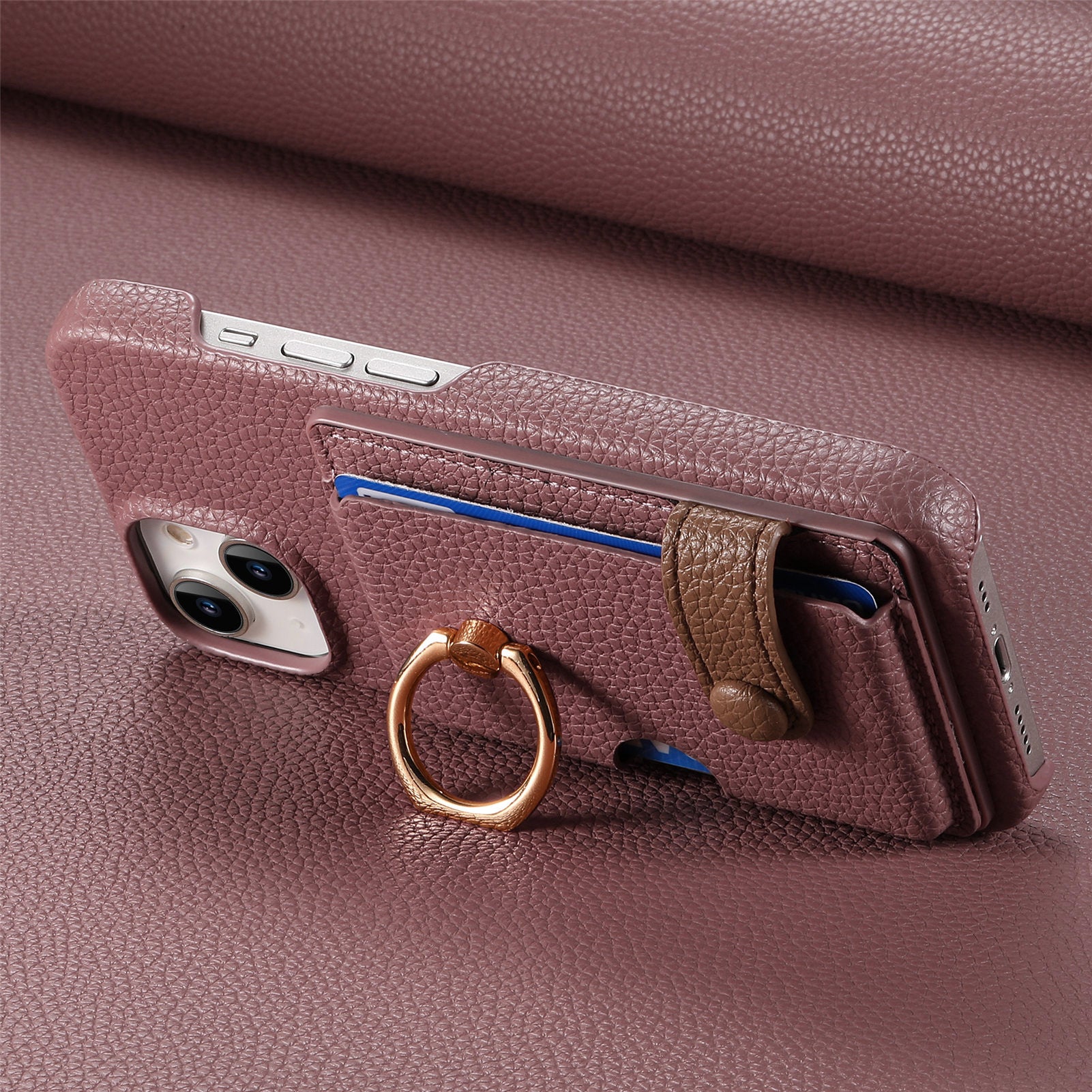 Premium Leather Ring Stand Wallet Case – Shockproof Phone Cover with Card Holder, Magnetic Closure, and Kickstand Support for Hands-Free Convenience