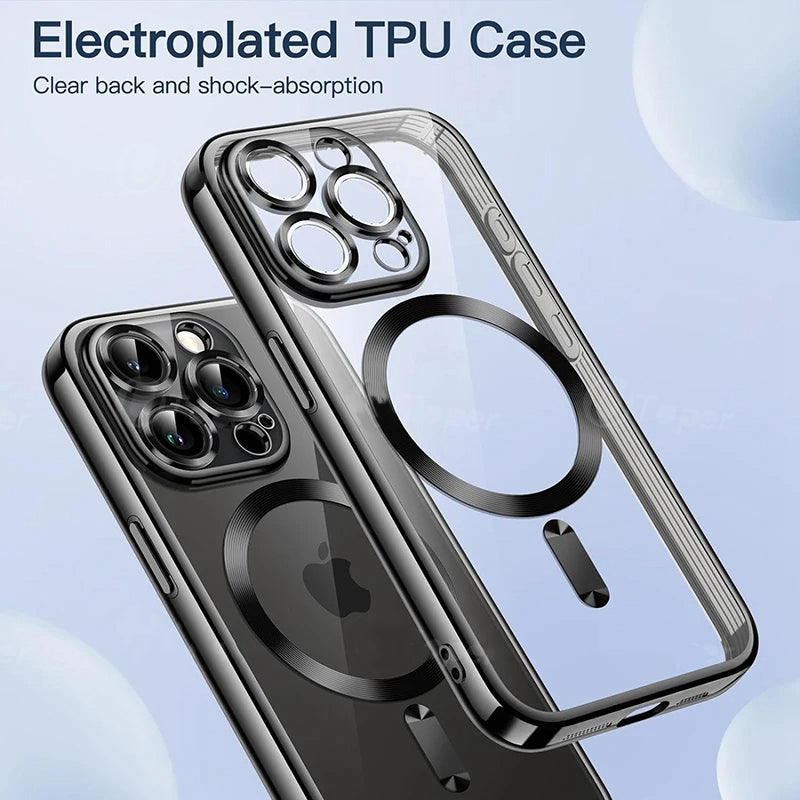 Luxury Ultra-Thin iPhone Case - MagSafe Compatible, Clear Transparent, Shockproof, Scratch-Resistant Hard PC Cover 