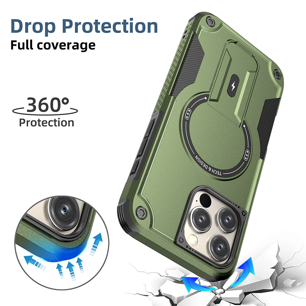 Deluxe Armor Stealth Bracket Case – Magnetic Super Fall Proof, Hard Shell with Lanyard, Heavy-Duty Protection for iPhone Models