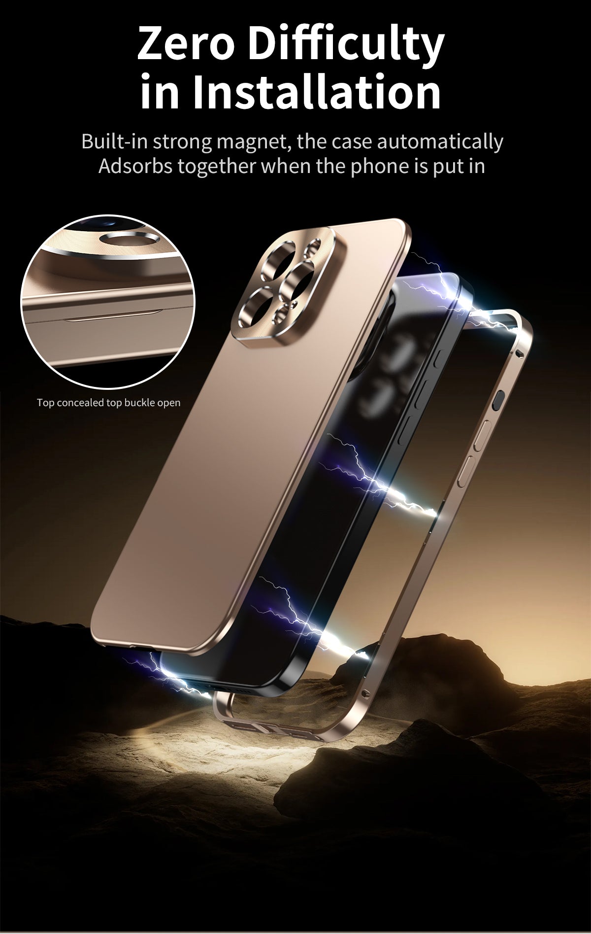 Luxury Shockproof Magnetic Phone Case - Slim Aluminum Frame with Full Lens Protection, Wireless Charging Compatible