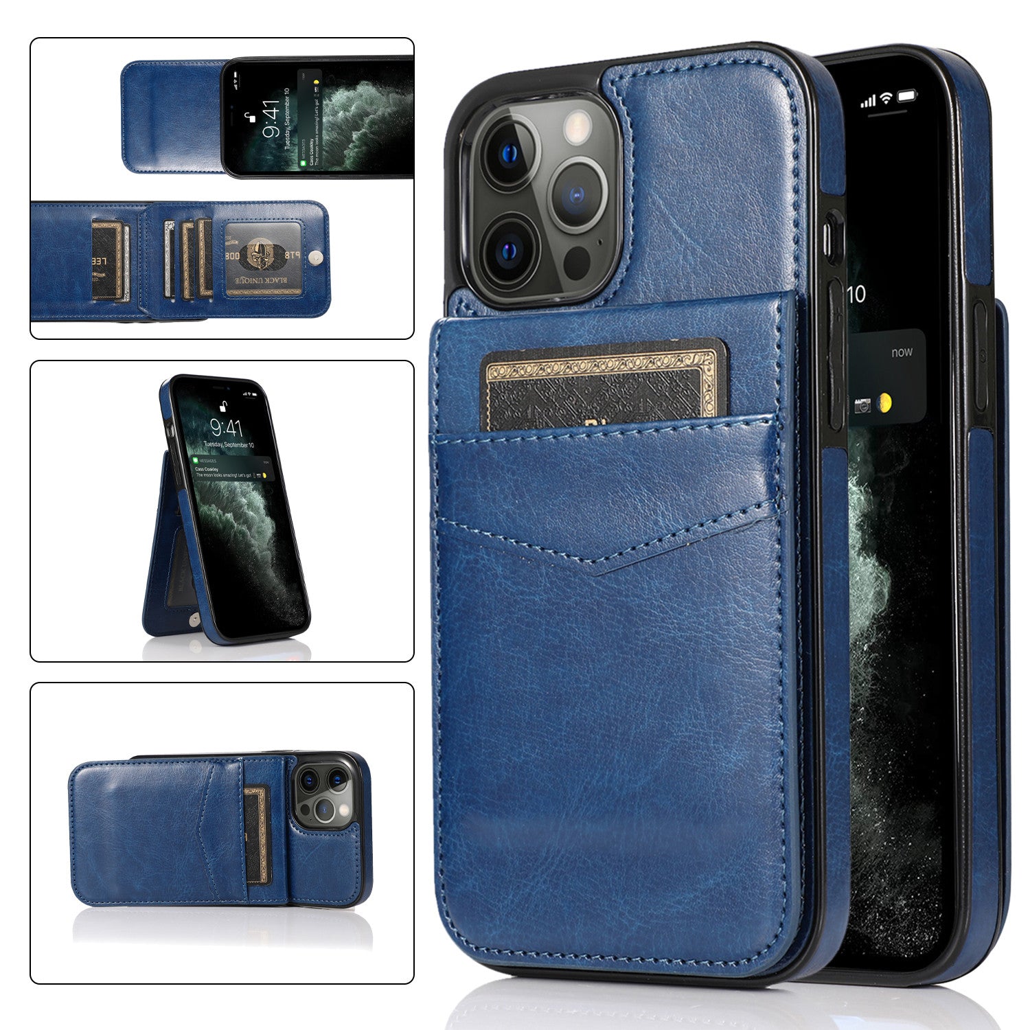 Luxury Flip Leather Wallet Case for iPhone – Credit Card Holder, Kickstand, Premium Protection for iPhone 16, 15, 14, 13, 12 Mini, 11, XS, Pro Max